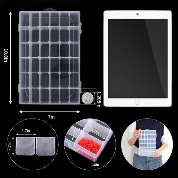 2pack 36 Grids Clear Plastic Organizer Box Container Jewelry Dividers women - Picture 7 of 14